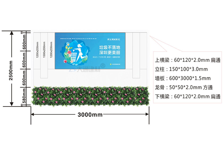 2.5米高深圳標(biāo)準新型裝配式圍擋+高檔綠植圍擋 可定制生產(chǎn)